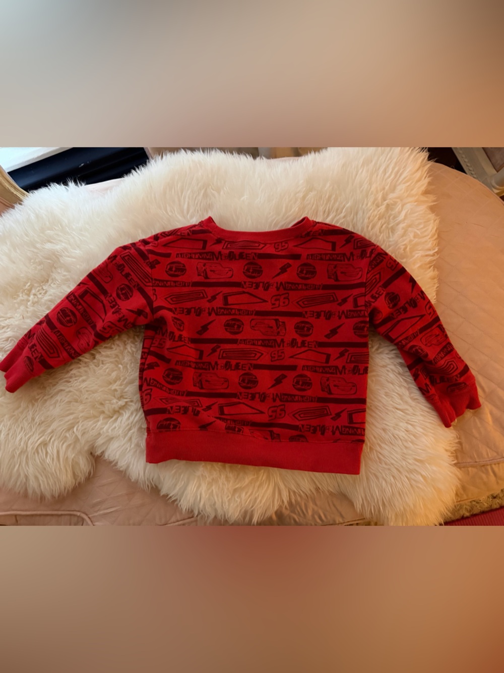 Disney Red Kids Sweatshirt with Black Racing Print 5T